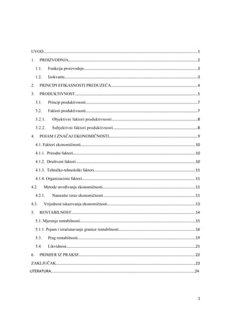 Proizvodnja i principi efikasnosti preduzeća