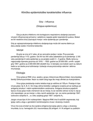 Kliničkoepidemiološke karakteristike influence
