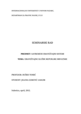 Obaveštajni sistemi R. Hrvatske