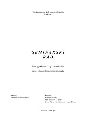 Strategijsko reagovanje preduzeća