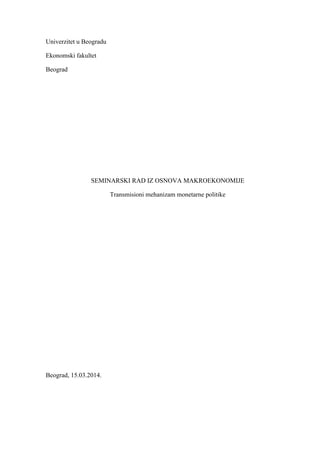 Transmisioni mehanizam monetarne politike OM