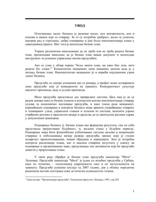 Biznis plan sa primerom