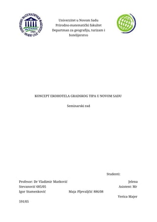 Koncept ekohotela gradskog tipa u Novom Sadu