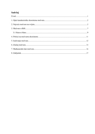 Ekosistemi močvara: značaj, ugroženost i zaštita