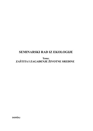 Zaštita i zagađenje životne sredine