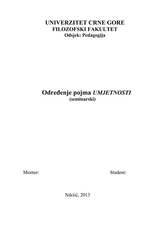 Određenje pojma umetnosti