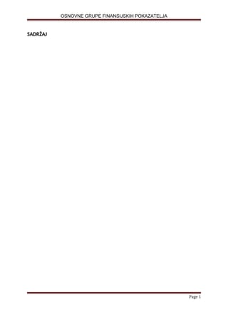 Osnovne grupe finansijskih pokazatelja