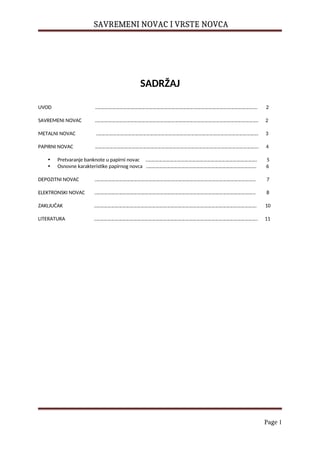 Savremeni novac i vrste novca