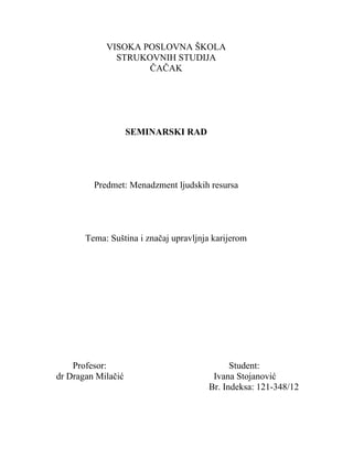 Suština i značaj upravljanja karijerom