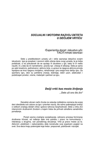 Socijalni i motorni razvoj deteta