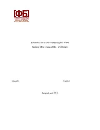 Koncept zdravstvene zaštite – nivoi i mere