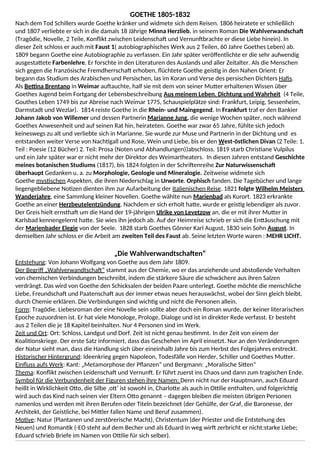 Analiza dela Johana Volfganga Getea: “Die Wahlverwandtschaften”, “West-östlicher Divan” i “Italienische Reise”