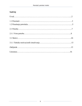 Potrošači, potrebe i motivi