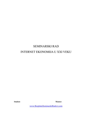 Internet ekonomija u  XXI veku