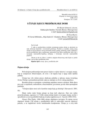 Učenje dijece predškolske dobi