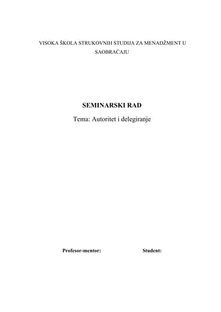 Autoritet i delegiranje