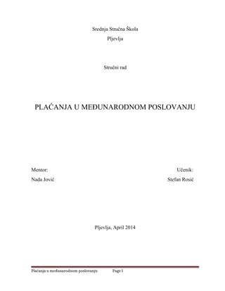 Plaćanje u medjunarodnom poslovanju