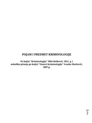 Pojam i predmet kriminologije