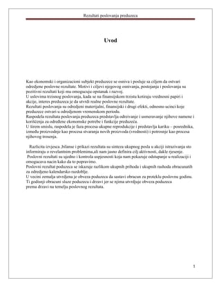 Rezultati poslovanja preduzeca