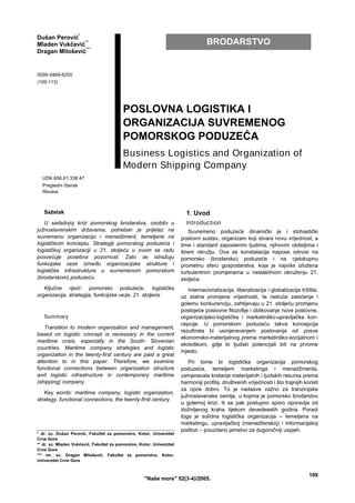 Poslovna logistika pomorskog saobraćaja