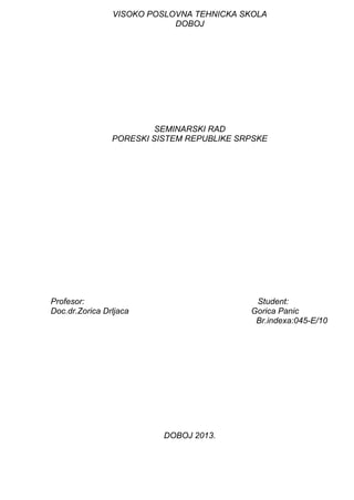 Poreski sistem Republike Srpske