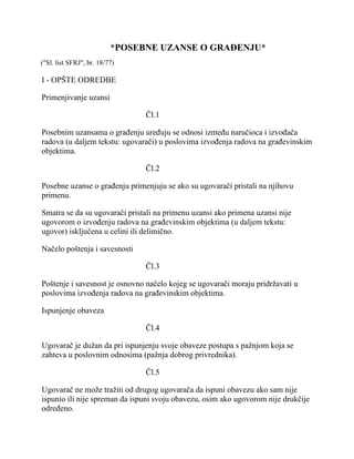 Posebne uzanse o građenju