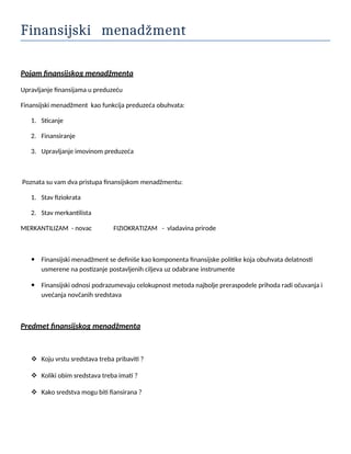 Finansijski menadžment (1. kolokvijum)