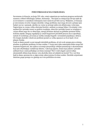 Industrijalizacija i ekologija