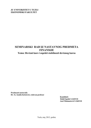 Devizni kurs i aspekti stabilnosti deviznog kursa