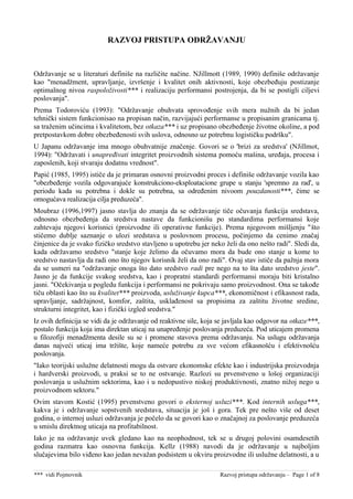 Razvoj pristupa održavanju