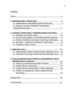 Uticaj vežbi na uklanjanje deformiteta kod dece predškolskog uzrasta