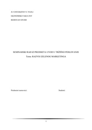 Rarvoj zelenog marketinga