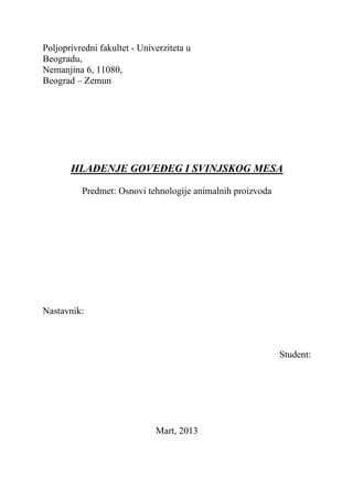 Hlađenje goveđeg i svinjskog mesa