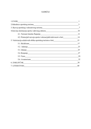 Oblici sportskog turizma u Istri – Ponuda i posebni programi