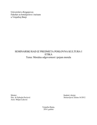 Pojam morala i društvena odgovornost