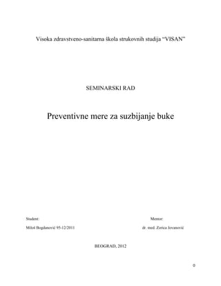 Preventivne mere suzbijanja buke
