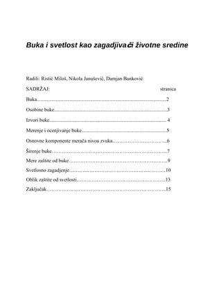 Buka i svetlost kao zagadjivači životne sredine – Buka i vibracije