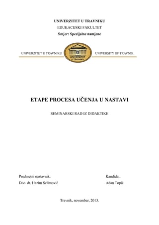 Etape procesa učenja u nastavi