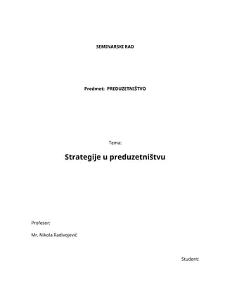 Strategije u preduzetnistvu