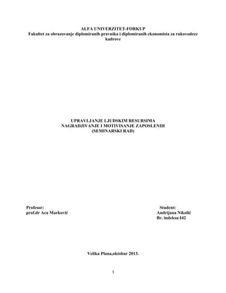 Nagrađivanje i motivisanje zaposlenih