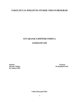 Stvaranje uspešnih timova