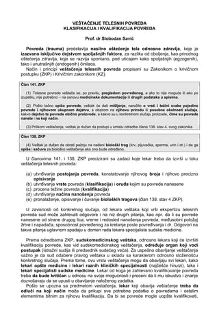 Klasifikacija i kvalifikacija povreda