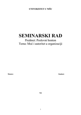 Moć i autoritet u organizaciji