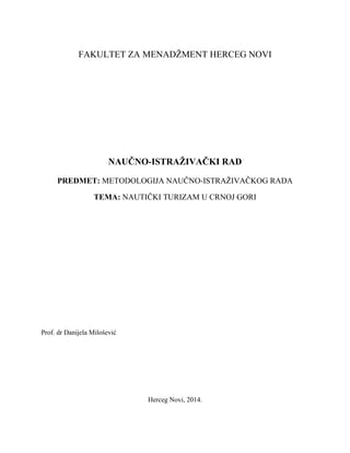 Nauticki Turizam u Crnoj Gori