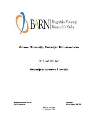 Finansijska kontrola i revizija