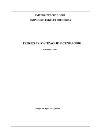 Proces privatizacije u Crnoj Gori