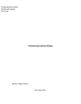 Finansiranje putem lizinga