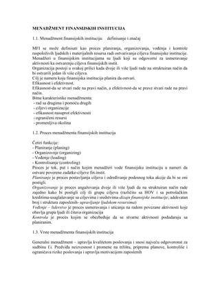Menadžment finansijskih institucija