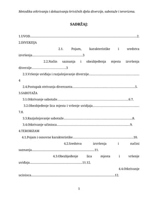 Metodika otkrivanja i dokazivanja krivičnih djela diverzije, sabotaže i terorizma