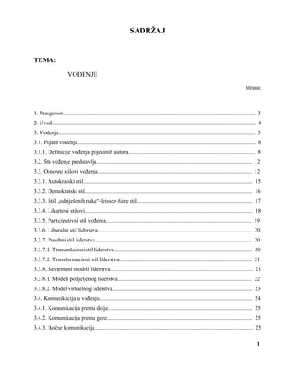 Vođenje: stilovi liderstva i komunikacija u organizacijama